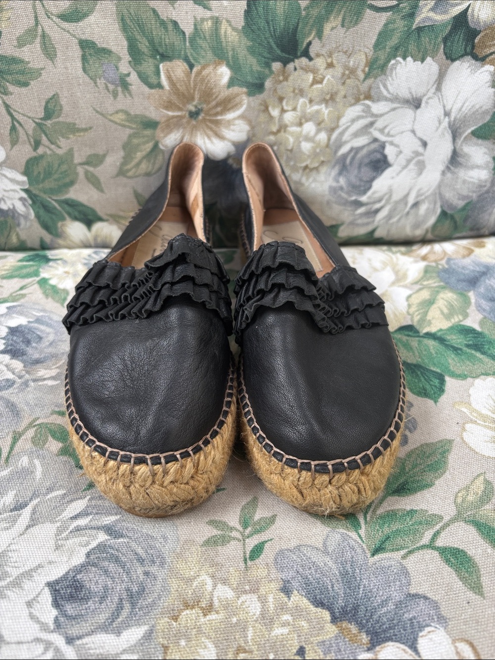 Gaimo ruffled leather espadrilles  women’s size 38 EU